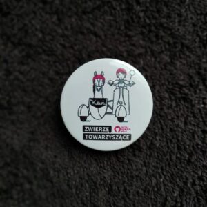 Przypinka KOŃ - ZWIERZĘ TOWARZYSZĄCE - 37 mm